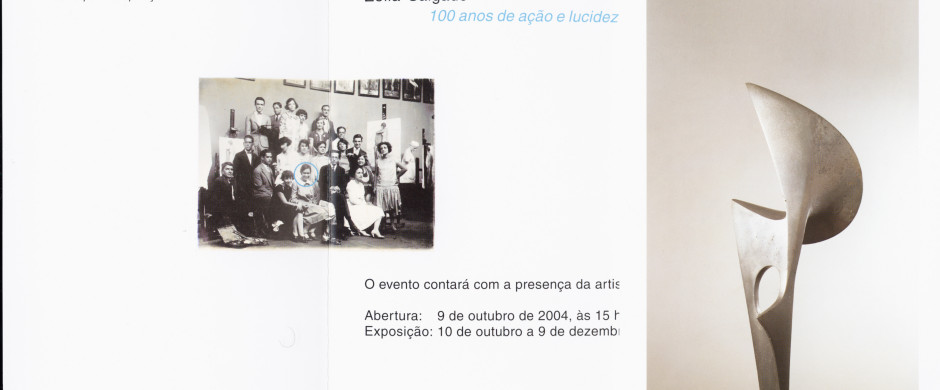 Convite para exposição Zélia Salgado - 100 anos de ação e lucidez, MNBA, 9/10/2004 (centenário da artista), Rio de Janeiro.